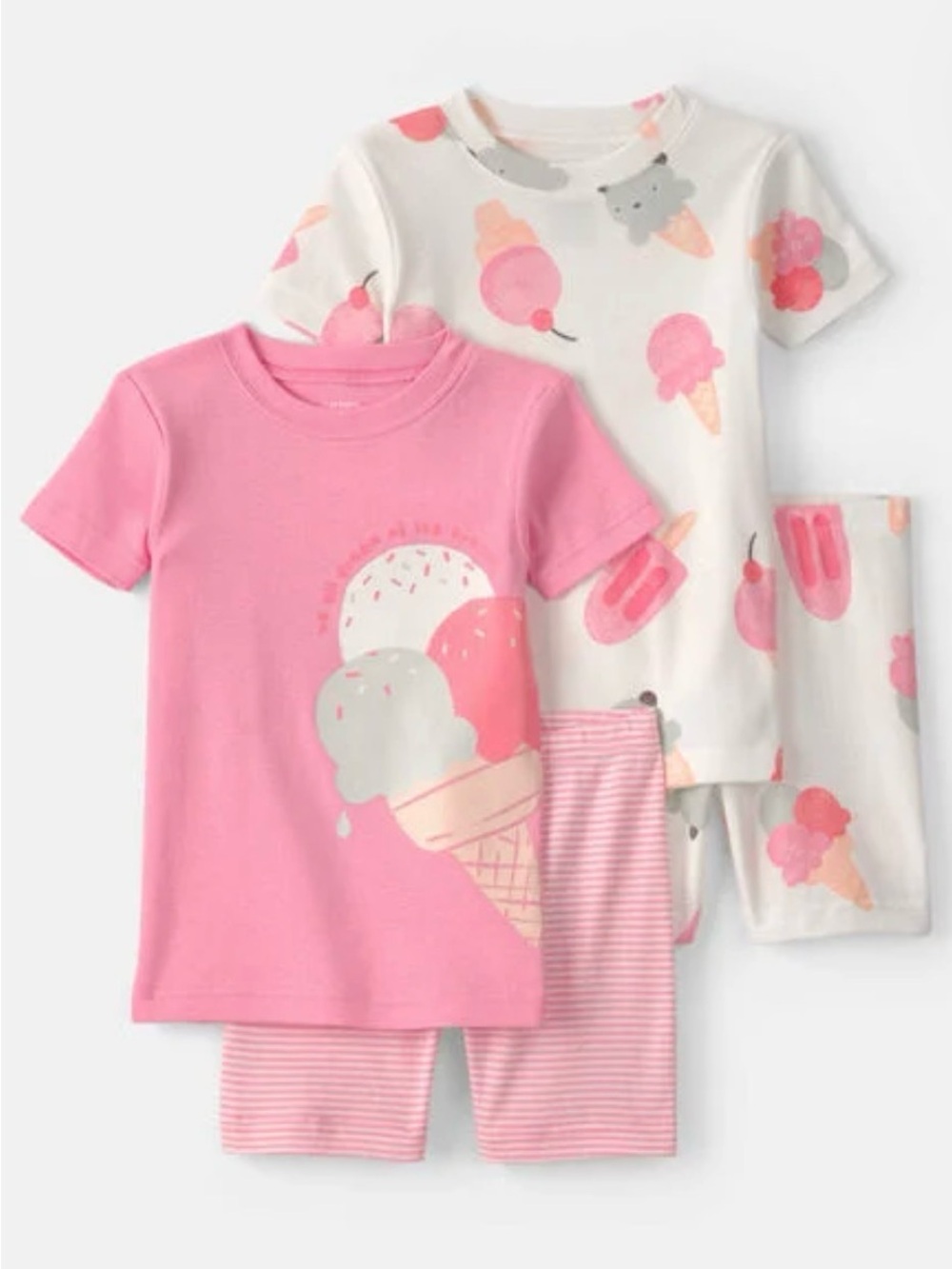 Carters Pink Ice Cream Short-Sleeve Kids Pajama Set